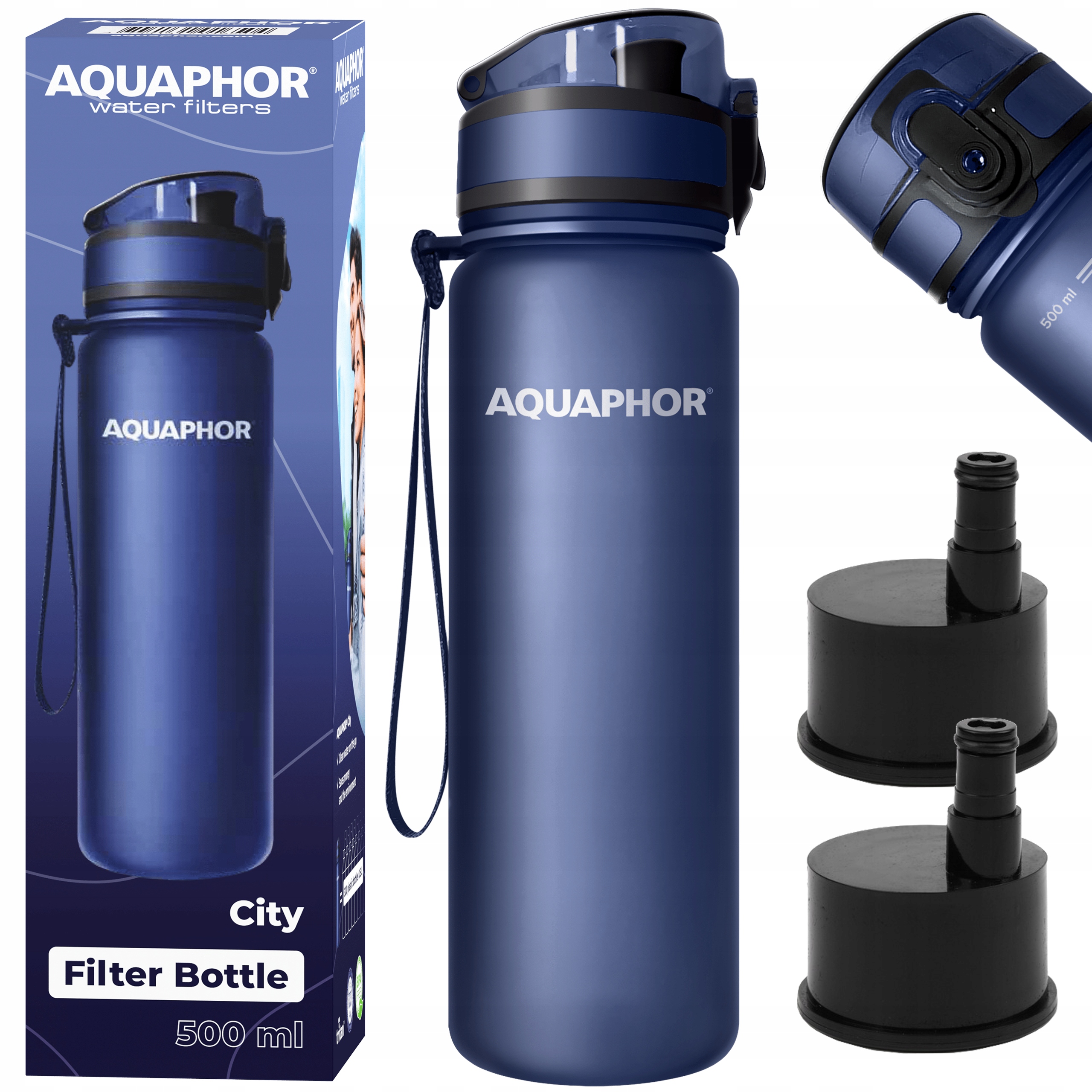 Filtračná fľaša Aquaphor City 0,5 l, námornícka modrá